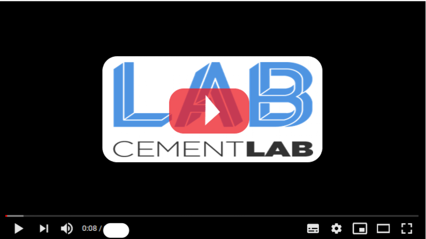 Logo cementLAb sur fonds d'écran vidéo avec icone Play dessus
