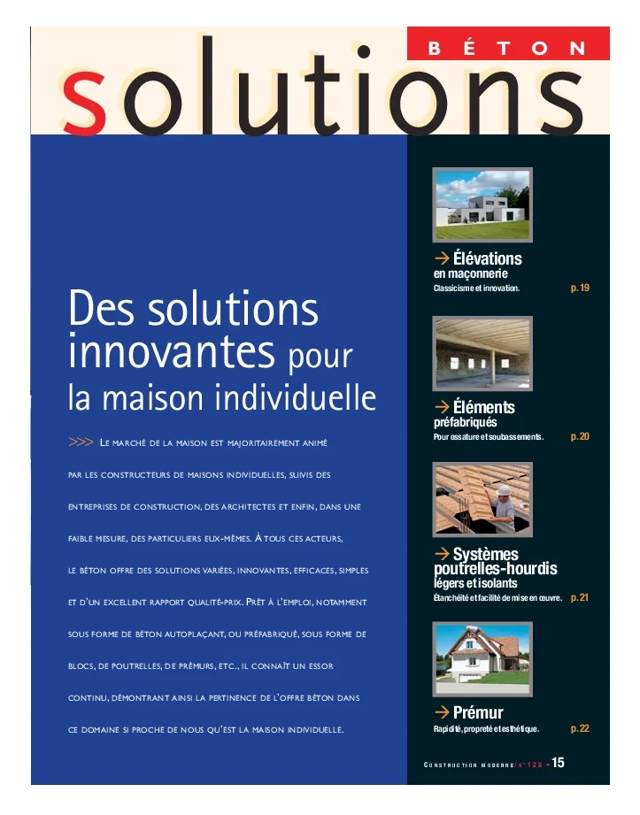 SB N° 128. Des solutions innovantes pour la maison individuelle