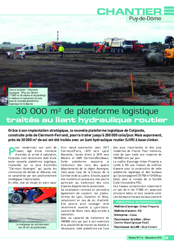 30 000 m2 de plateforme logistique traités au liant hydraulique routier