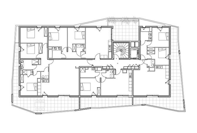 Plan d’étage courant du bâtiment haut