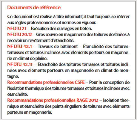 Documents de référence pour les toitures-terrasses 