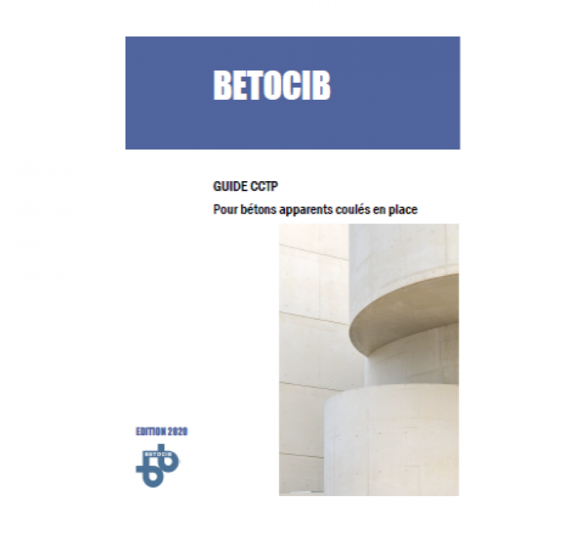 Couverture du Guide CCTP Bétocib pour bétons apparents coulés en place édition 2020