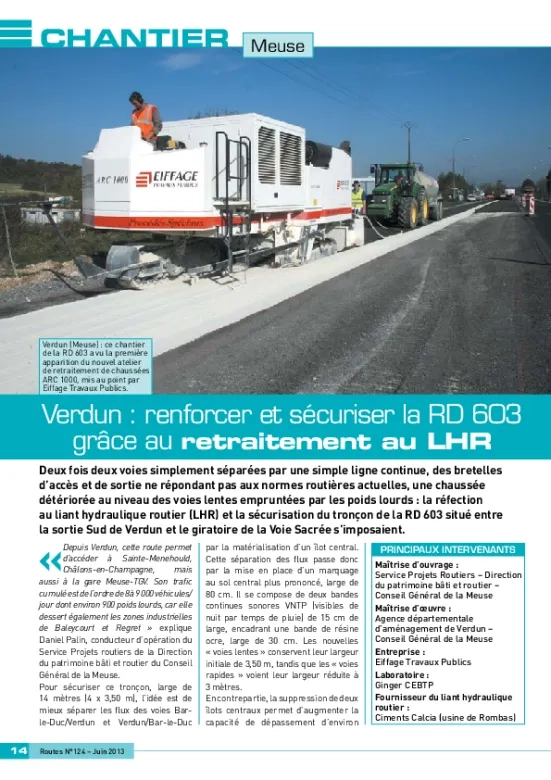 Verdun : renforcer et sécuriser la RD 603 grâce au retraitement au LHR