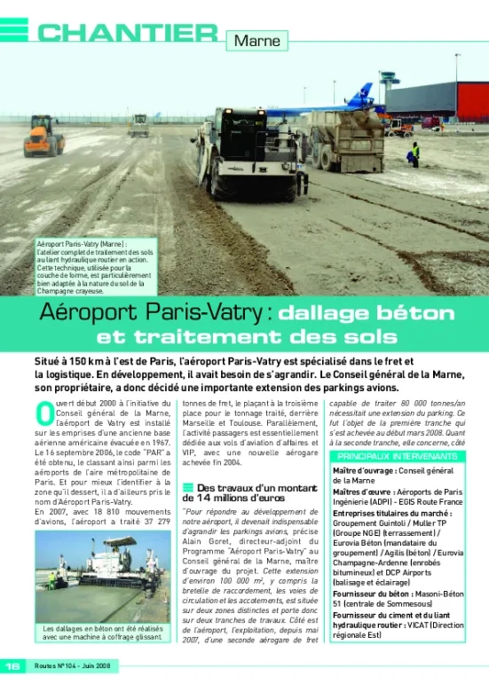Aéroport de Paris-Vatry : dallage béton et traitement des sols
